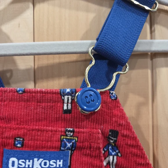 Rare VTG OshKosh B'gosh Red Corduroy Kids Christmas Toy Soldier Overalls - Picture 3 of 7